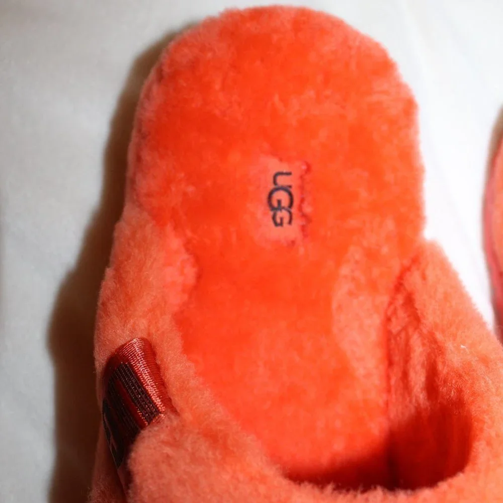 NIB UGG MEN'S FLUFF YOU‎ SLIP ON FUR SLIPPERS ORANGE